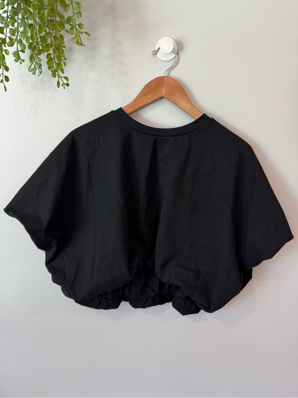 GREY LAB Black Cropped Bubble Sleeve Topsz M